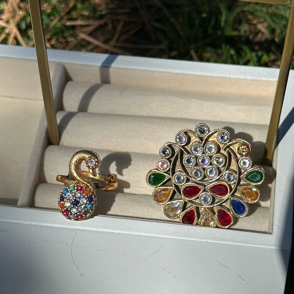 Elegant Gold Multicolor ring Set